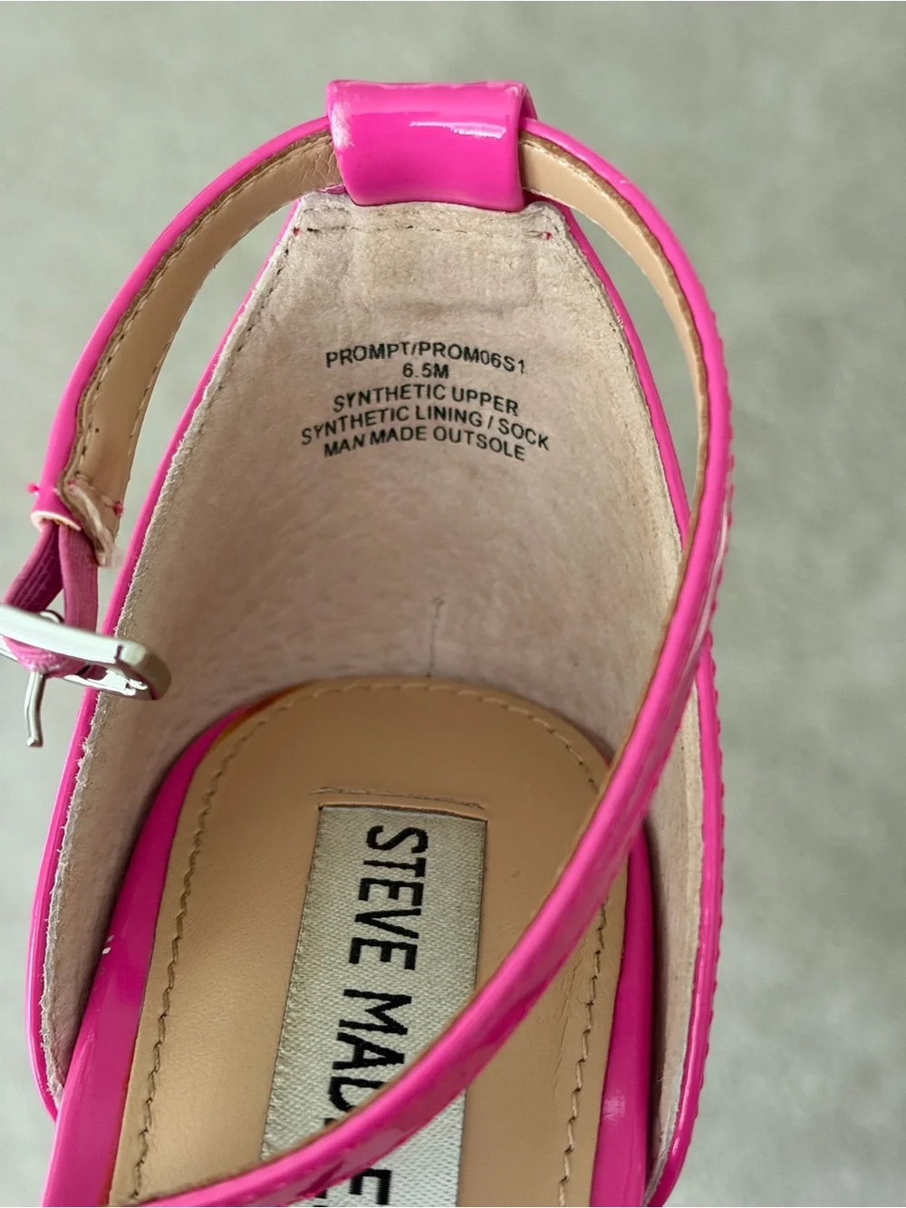 Steve Madden Prompt Patent Fuchsia Platform Ankle-Strap Heels
